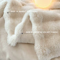 Faux Rabbit Fur Throw Blanket, Luxury Soft Warm Bubble Blanket for Bed, Couch, Sofa, Beige