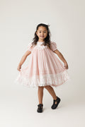 JannyBB Pink V-Neck Lace Heirloom Dress
