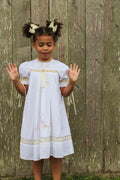 JannyBB Tina's closet Beige Embroidered Heirloom Dress