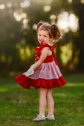 RED Rose pinafore dress
