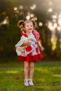 RED Rose pinafore dress