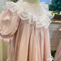 JannyBB Pink V-Neck Lace Heirloom Dress