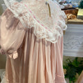 JannyBB Pink V-Neck Lace Heirloom Dress