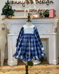 Blue Plaid Lace Girl Dress