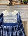 Blue Plaid Lace Girl Dress
