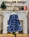 Blue Plaid Lace Girl Dress