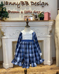 Blue Plaid Lace Girl Dress