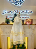 JannyBB Beige Sailor Collar Lace Heirloom Dress