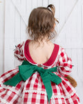 JannyBB 1950s Red Plaid Embroidered Christmas Petticoat Dress
