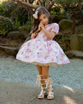 JannyBB Spring Pink Floral Petticoat dress+romper set