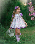 JannyBB Violet handmade Embroidered Dress Set( 5 pieces set)
