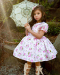 JannyBB Spring Pink Floral Petticoat dress+romper set