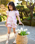 JannyBB Spring Pink Floral Petticoat dress+romper set