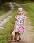 JannyBB Summer Red Floral Print Dress (2023 low scoop back pattern,RTS)