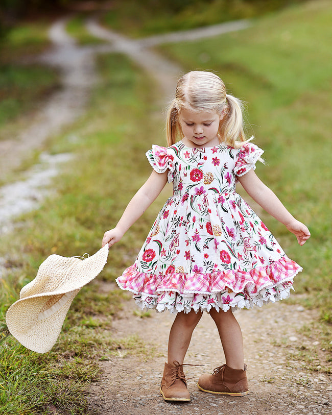 JannyBB Summer Red Floral Print Dress (2023 low scoop back pattern,RTS)