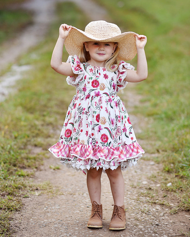 JannyBB Summer Red Floral Print Dress (2023 low scoop back pattern,RTS)
