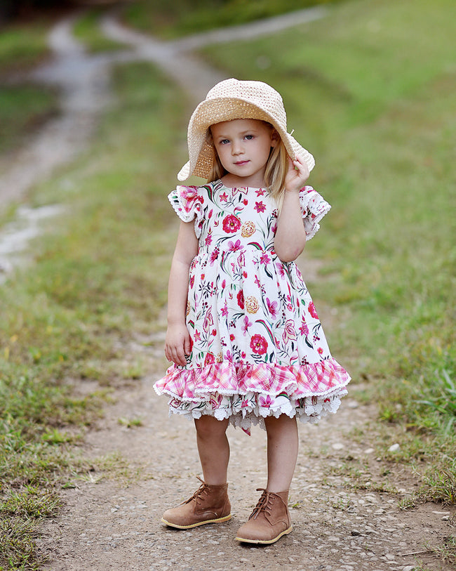 JannyBB Summer Red Floral Print Dress (2023 low scoop back pattern,RTS)