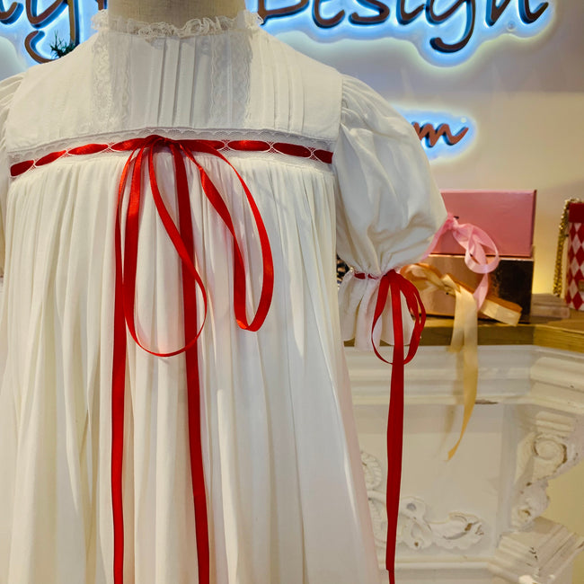 Christmas red ribbon heirloom dress