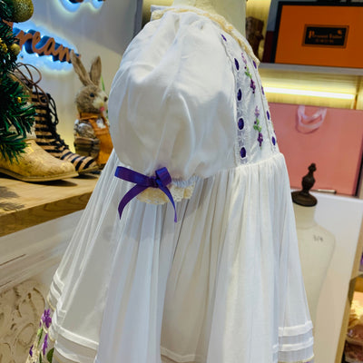 Purple Flower Lover handmade embroidery heirloom dress