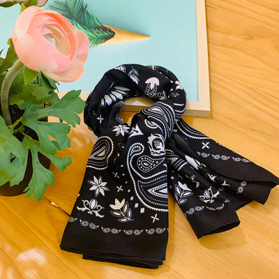 JannyBB Scarfs for Women Lightweight Fashion Print Square Neck Scarf