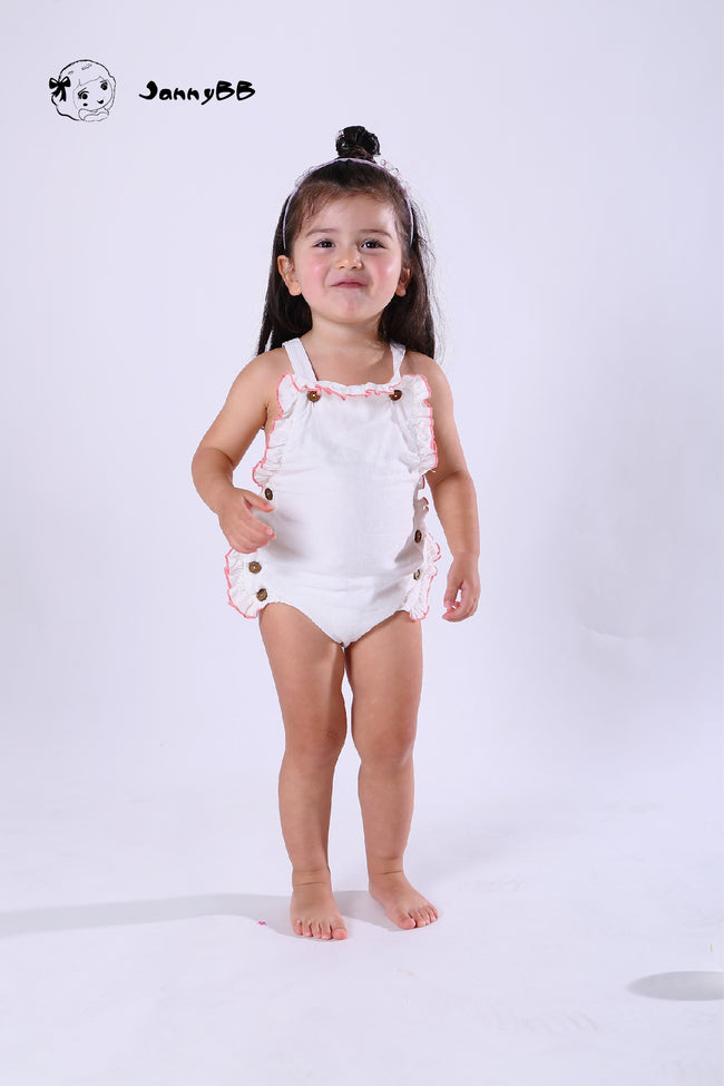 JannyBB White baby Romper (2pcs rompers for one order)