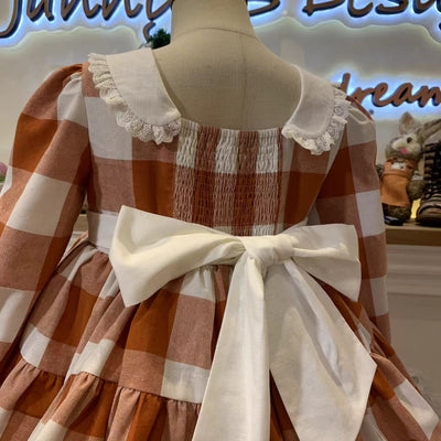 （customized embroidery as customers' request) JannyBB Original Autumn spirit handmade embroidered plaid petticoat dress set