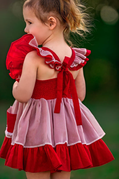 RED Rose pinafore dress