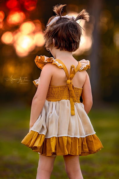 Yellow Rose pinafore dress