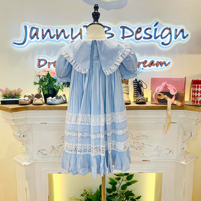 JannyBB Blue Wave Sailor Collar Heirloom Dress