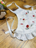 JannyBB Sweet Forest handmade mushrooms embroidered baby bib baby girl pinafore