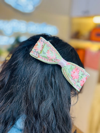 Rosa embroidery lace bow   Hair clip