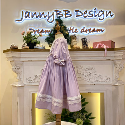 JANNYBB Purple Vintage Bow Heirloom Dress