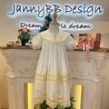 JannyBB Beige Navy Collar Lace Heirloom Dress