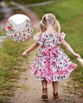 JannyBB Summer Red Floral Print Dress (2023 low scoop back pattern,RTS)