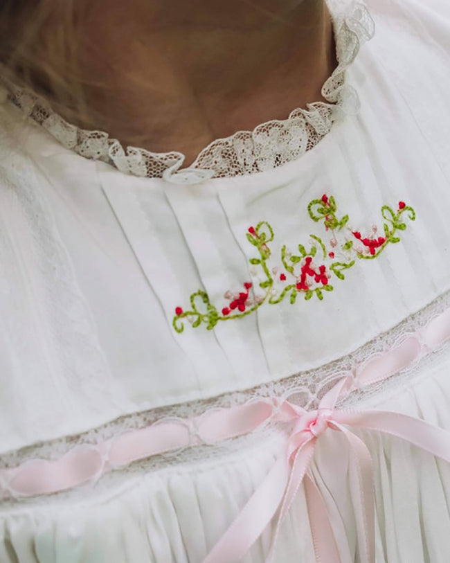 JannyBB Tina's closet Pink Embroidered Heirloom Dress